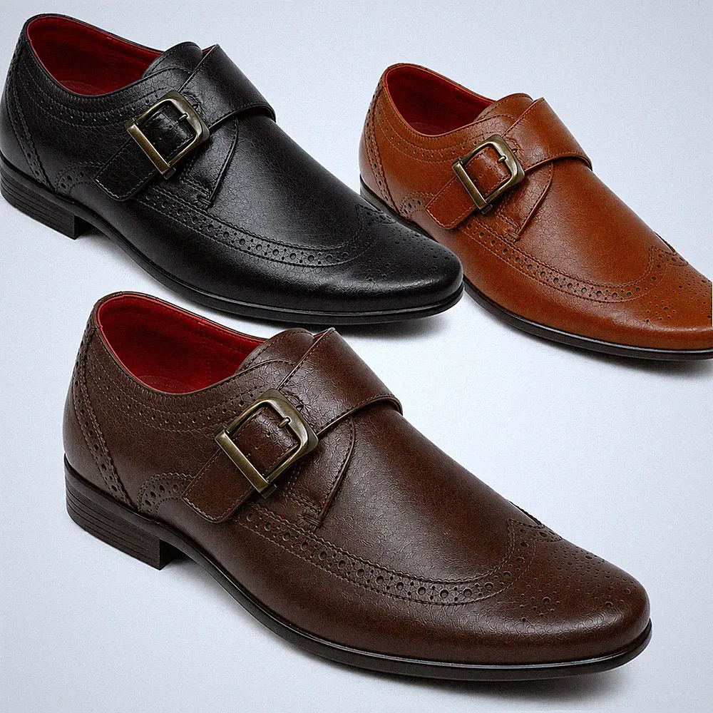 Herren Mönch Riemen elegante Schuhe Brogue Budapester formelle Slipper Oxford Halbschuhe UK