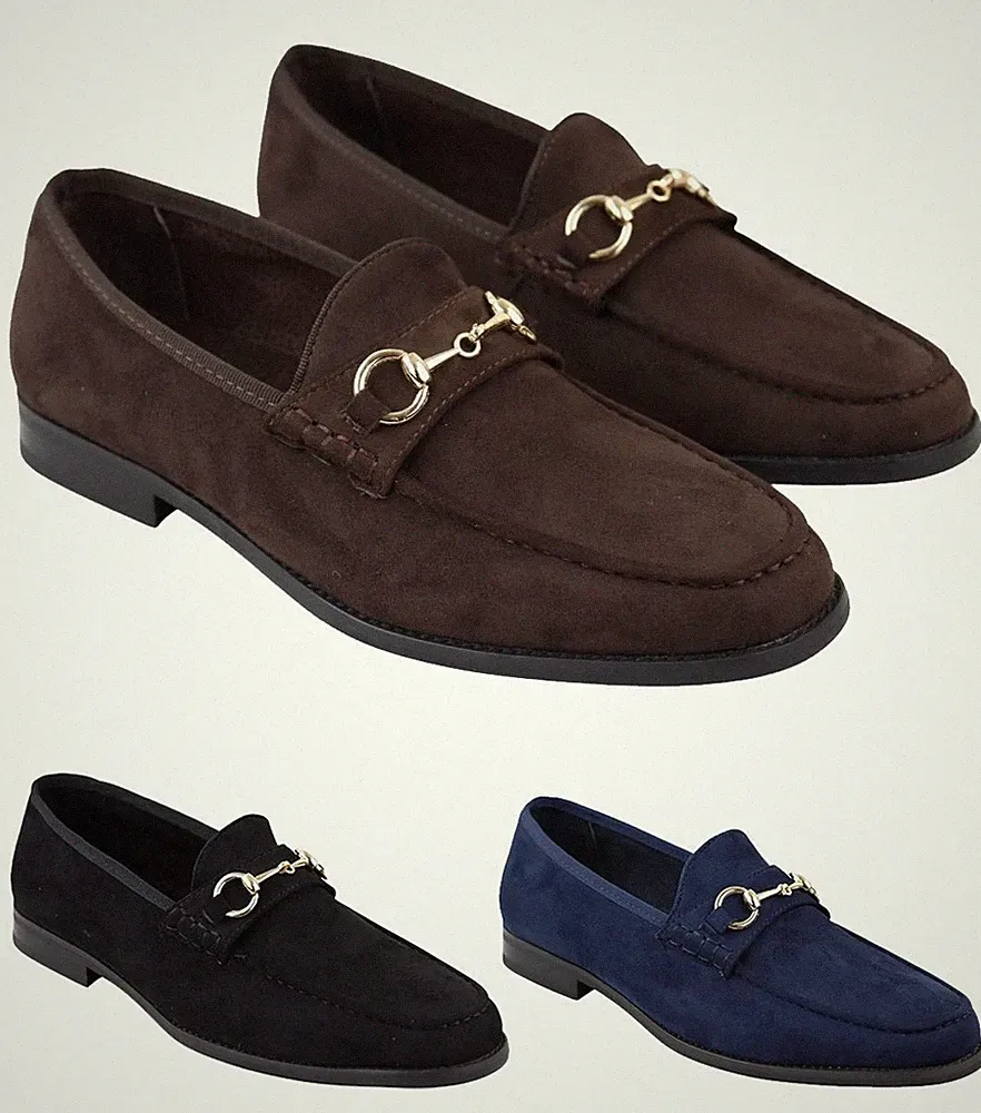 Herren Mokassin Loafers Schuhe Leder gefüttert Slip On Wildleder Formal Schuh
