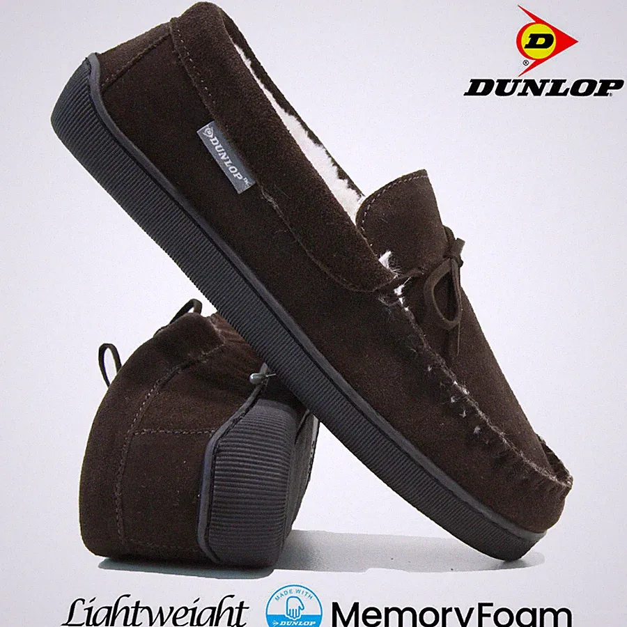 HERREN NEU DUNLOP MOKASSINS PLIPPER HALBSCHUHE WILDLEDER SCHAFFELL FELL WINTERSCHUHE GRÖSSE