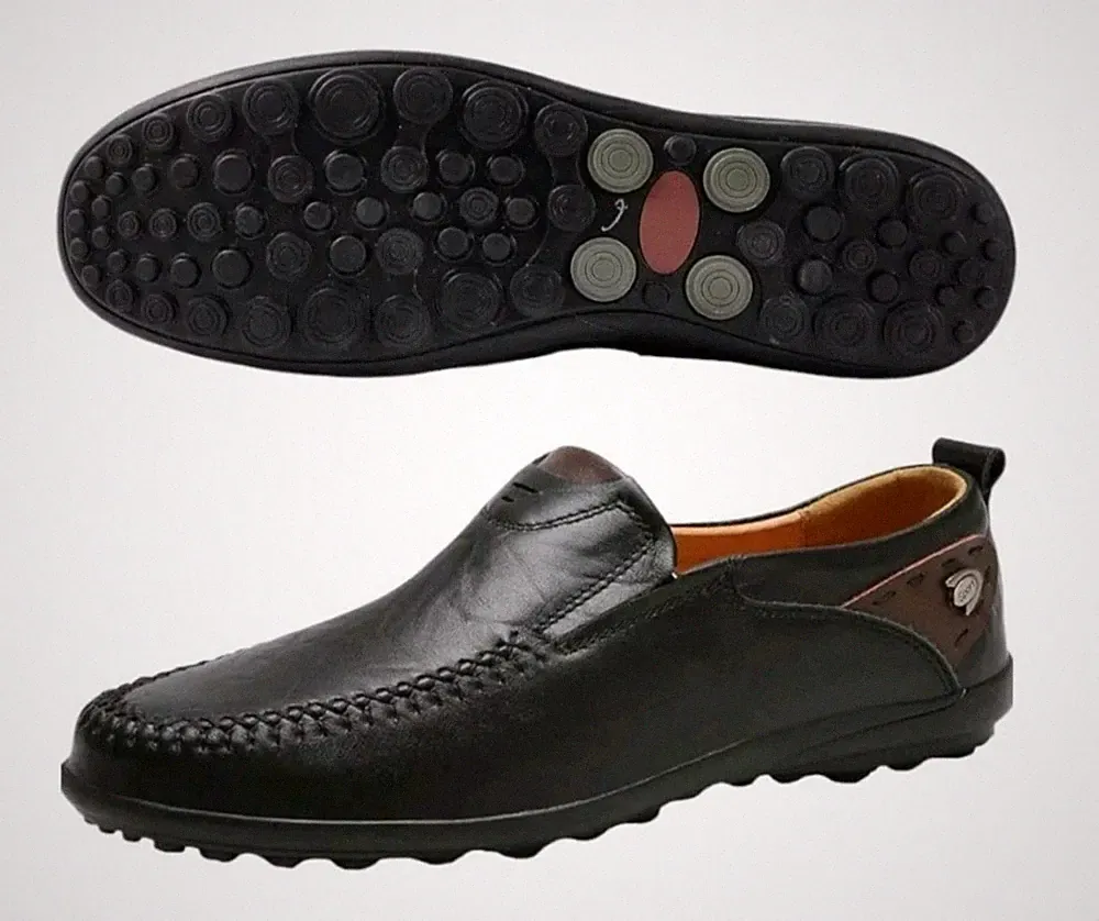 Herren Ohne Schnürsenkel Herren Leder Halbschuhe Schuhe Flach Slipper Mokassin Handarbeit UK 7