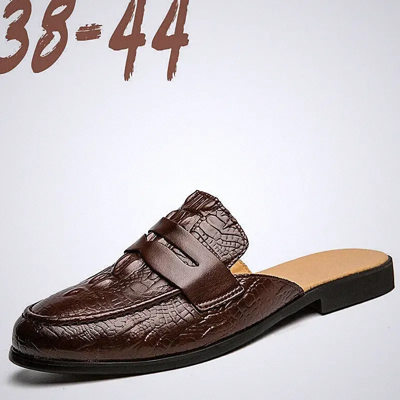 Herren Pantoletten Flache Hausschuhe Slipper Halb Geschlossene Zehe Freizeitschuhe Mode Halbschuhe