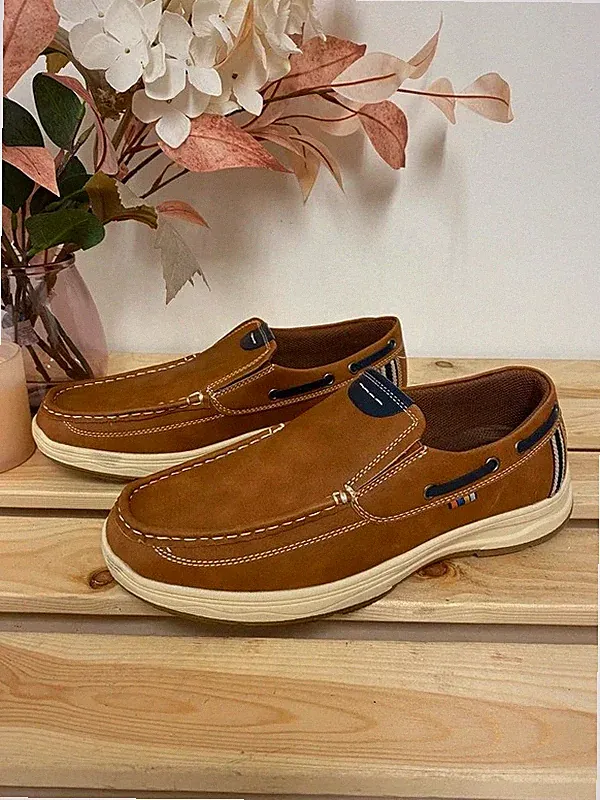 Herren Pavers Chang Braun Kunstleder Slipper Halbschuh Boot Schuhe UK 6 EU40 Weite