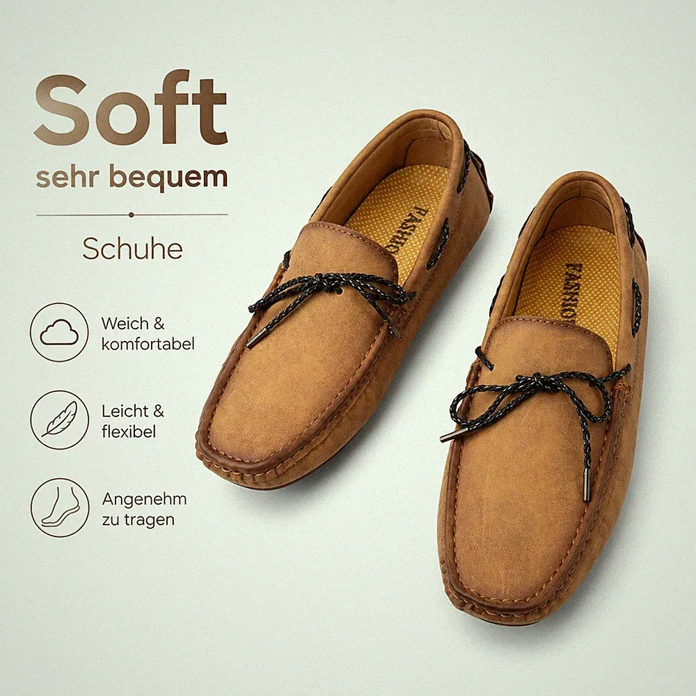 Herren Penny Loafer Slipper Slip-On Freizeitschuh EU 41 hellbraun Kunstleder