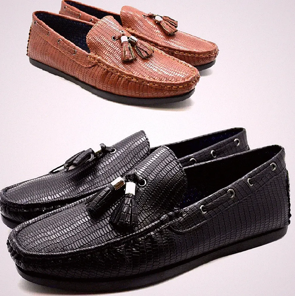 Herren Quaste Halbschuh Mokassin Kunst Schlangenhaut Fahren Leger Slipper Schuhe UK Größe