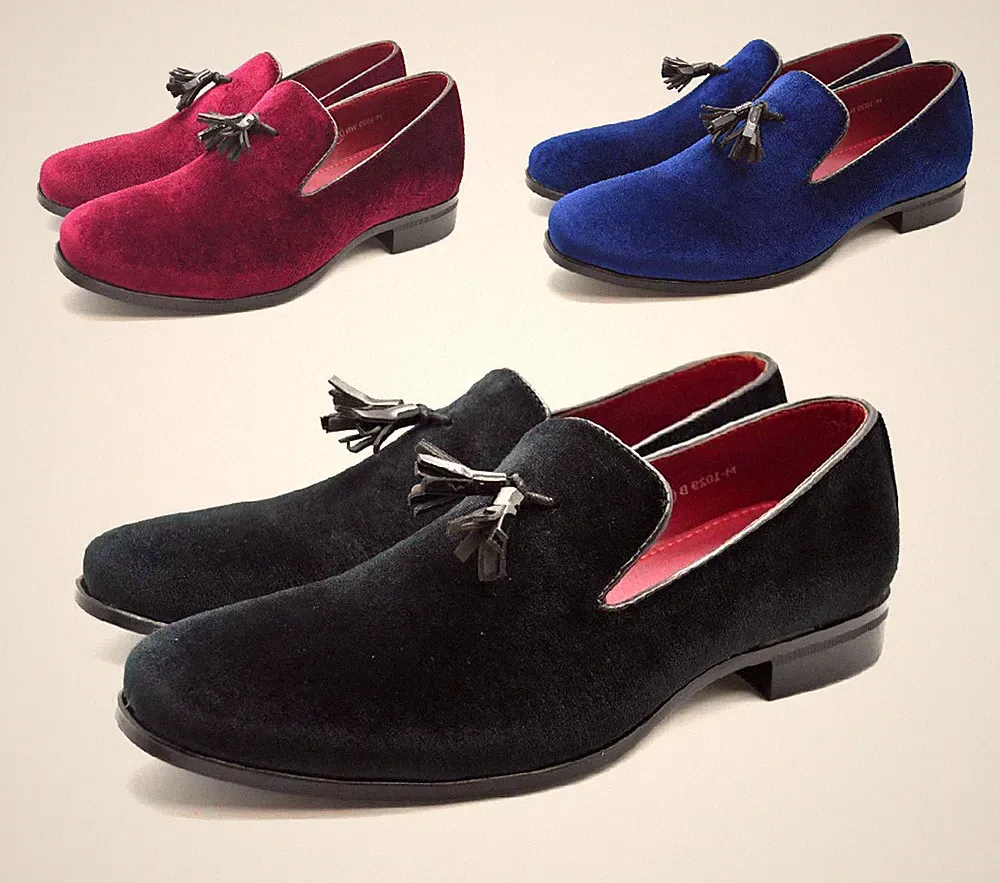 Herren Quaste Samt Slipper Hochzeit Elegant Party Formell Halbschuh Italienische Anzug Schuhe