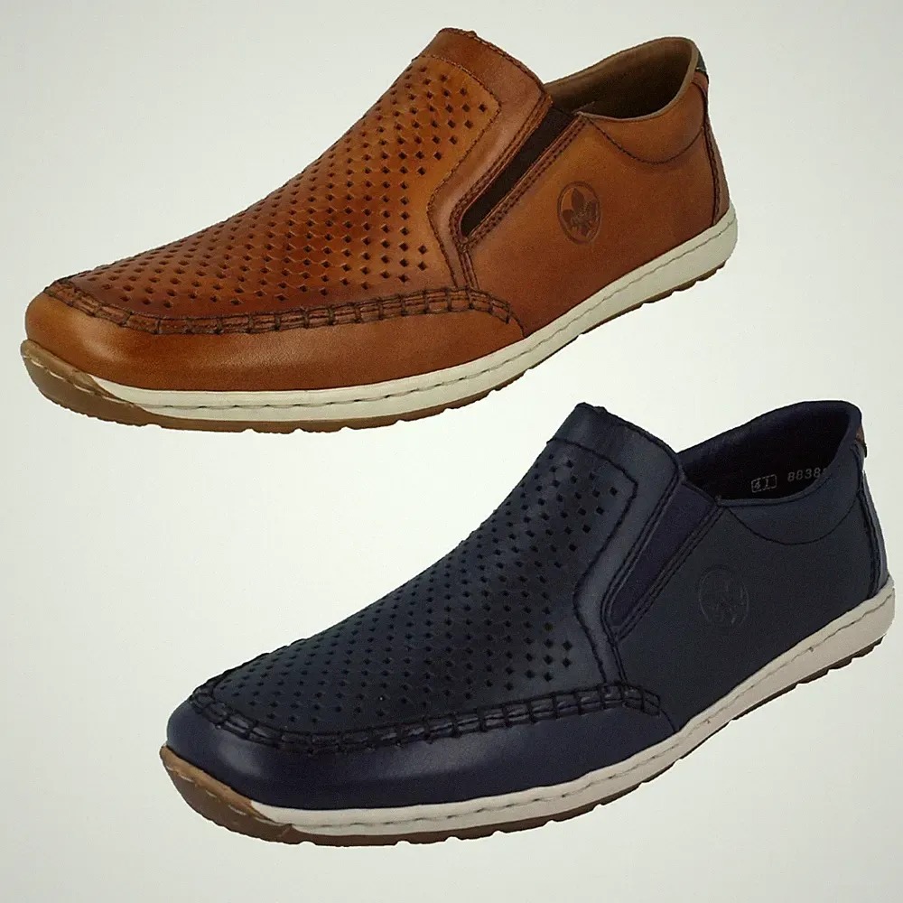 Herren Rieker 08868 Freizeitschuhe aus Leder – Slipper Loafer