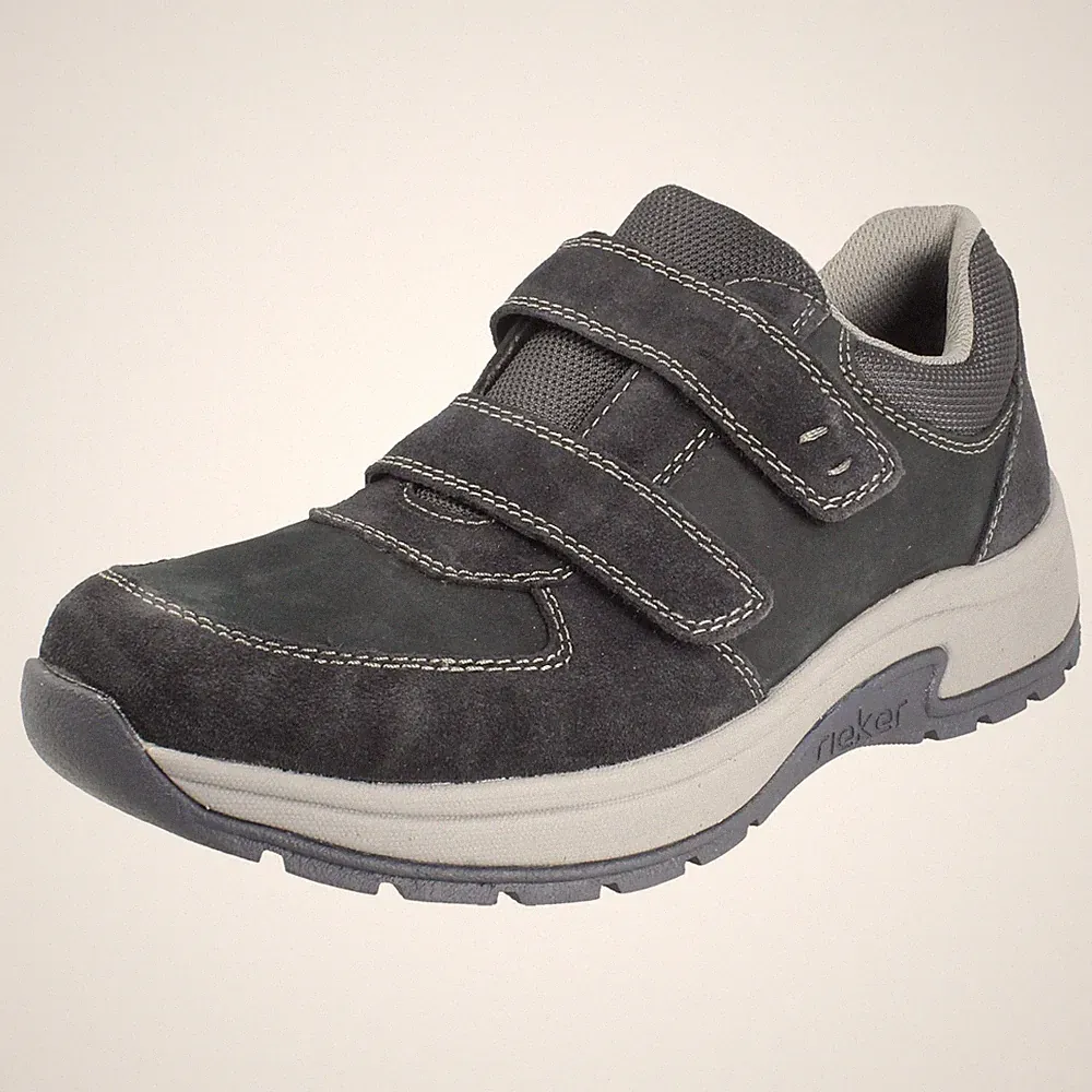 Herren Rieker Freizeit Klettverschluss Doppelriemen Breite Passform Schuhe 11051