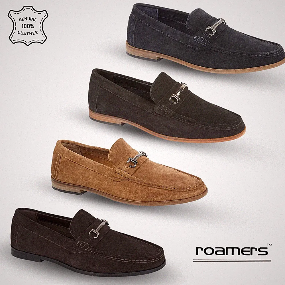 Herren Roamers Halbschuhe Mokassin Schuhe Leder Wildleder Saddle Flats Slipper Komfort