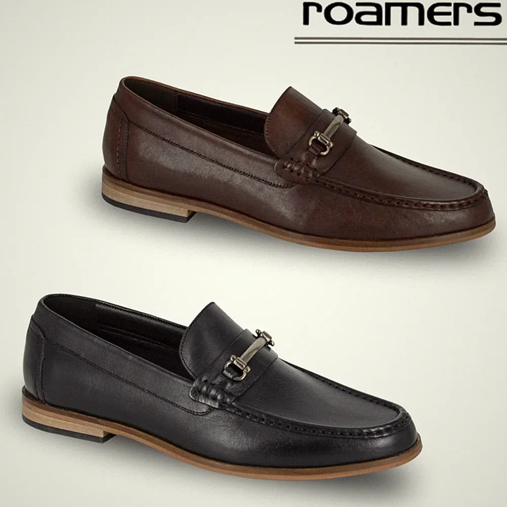 Herren Roamers Halbschuhe Schuhe Leder Glatt Slipper Sattelstange Flacher Absatz Hochzeiten