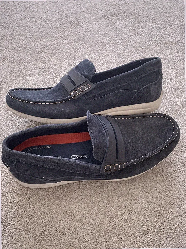 Herren Rockport Wildleder Mokassin Halbschuh Slipper Blau Schuhe - Größe 8 EU 42