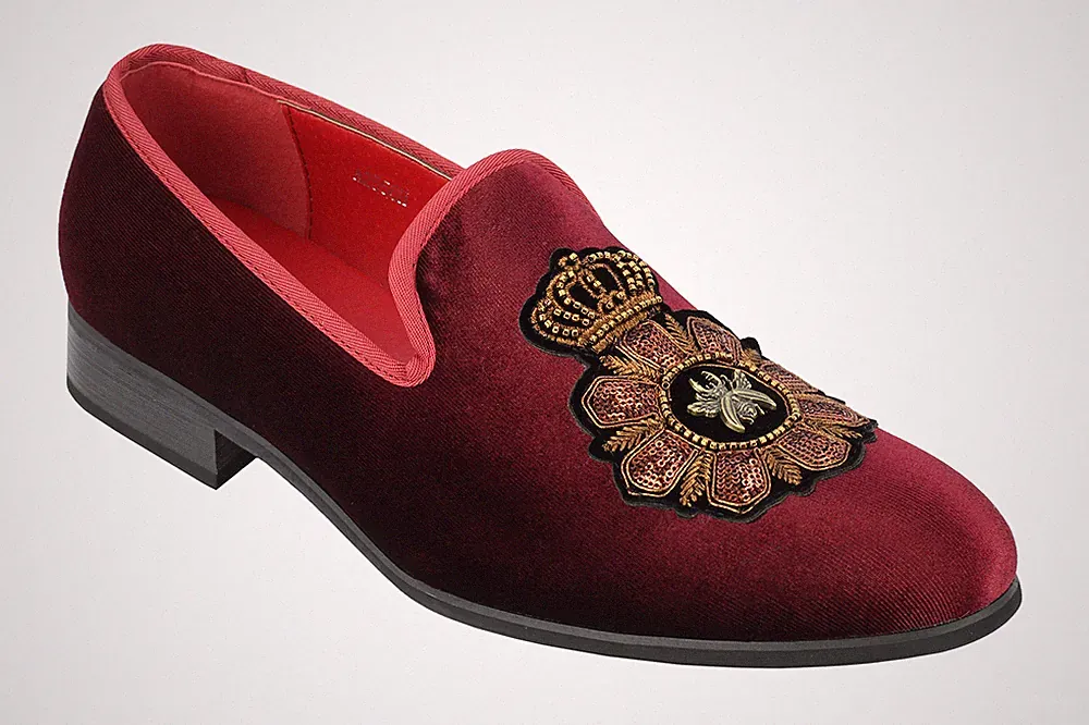 Herren Samt Halbschuh Bienenkrone Stickerei Smart Party Elegant Schuhe Slipper Hausschuhe