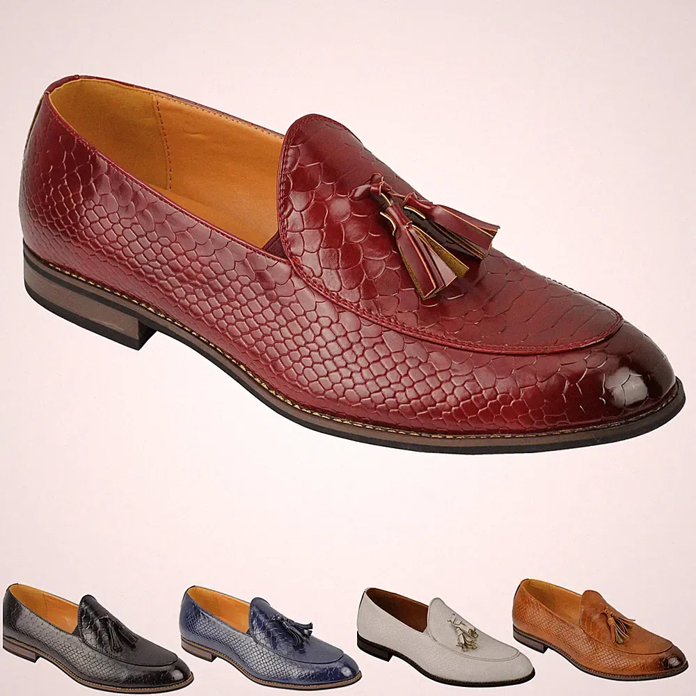 Herren Schlangenleder Druck Glänzend Kunstleder Halbschuhe Smart Vintage Freizeitschuhe