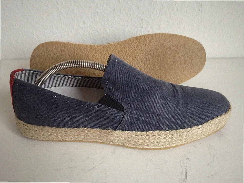 Herren Schuhe Slipper Loafers cafeina Gr 44 jeans blau Leder