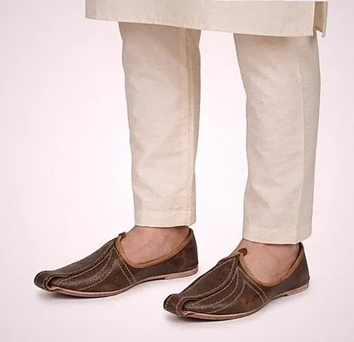 Herren Schuhe Traditionell Braun Mojari Leder Halbschuhe Espadrilles Flach Ju...