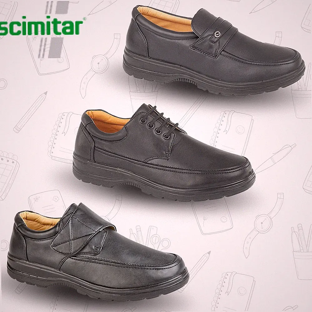 Herren Scimitar Formelle Schuhe Schürze Sattel Slipper Spitze Touch Riemen Schwarz Schule