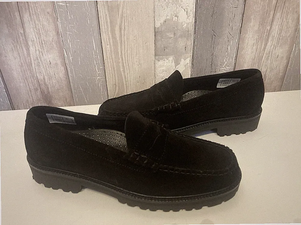 Herren Selten G H Bass Weejuns Schwarz Wildleder Original Penny Halbschuhe NEU Größe 8