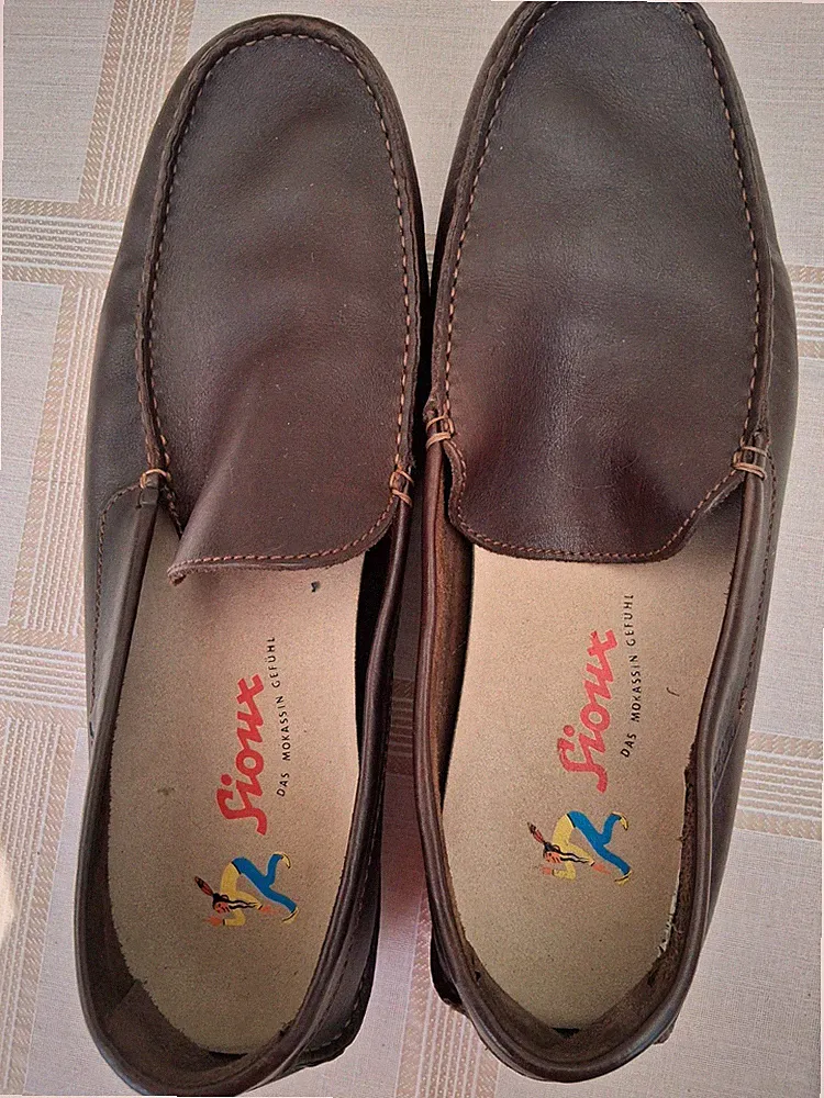 Herren Sioux Mokassins, Loafer 42 1/2, du.braun, Gr. 9, 1a erhalten
