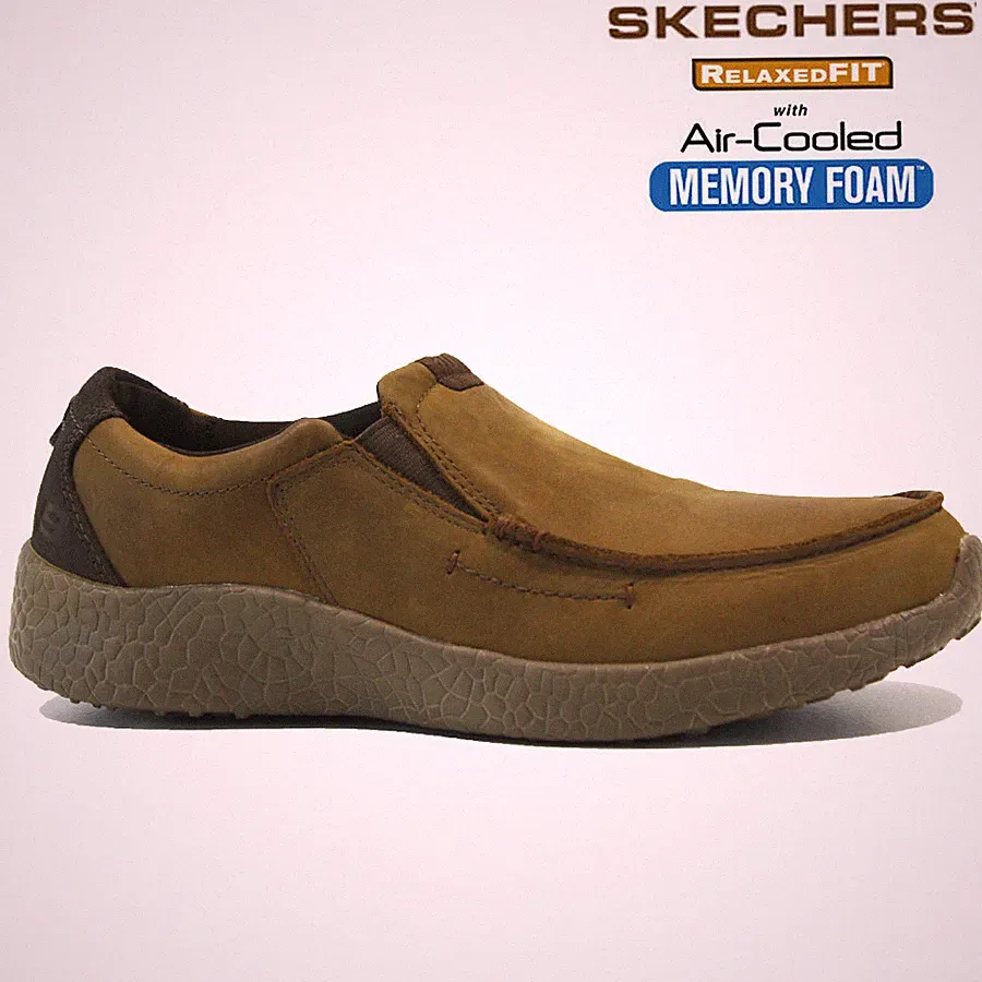 HERREN SKECHERS LEDER RELAXED FIT MEMORY FOAM SLIPPER WALKING SNEAKER SCHUHE
