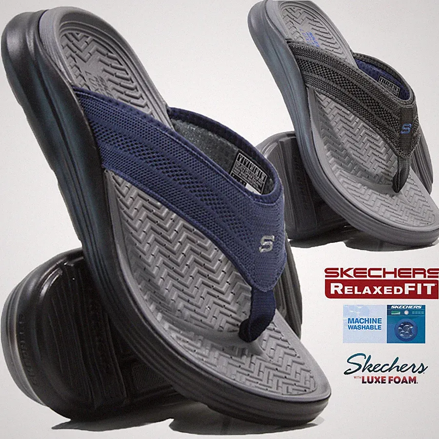 HERREN SKECHERS SPORT STRAND URLAUB DUSCHE SLIDER GYM FLIP FLOPS PANTOLETTEN SANDALEN