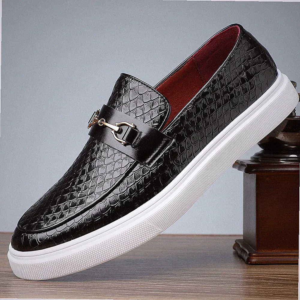 Herren Slip-On Loafers, PU Leder Obere, Moc Toe, Kleid Party Schuhe für Männer