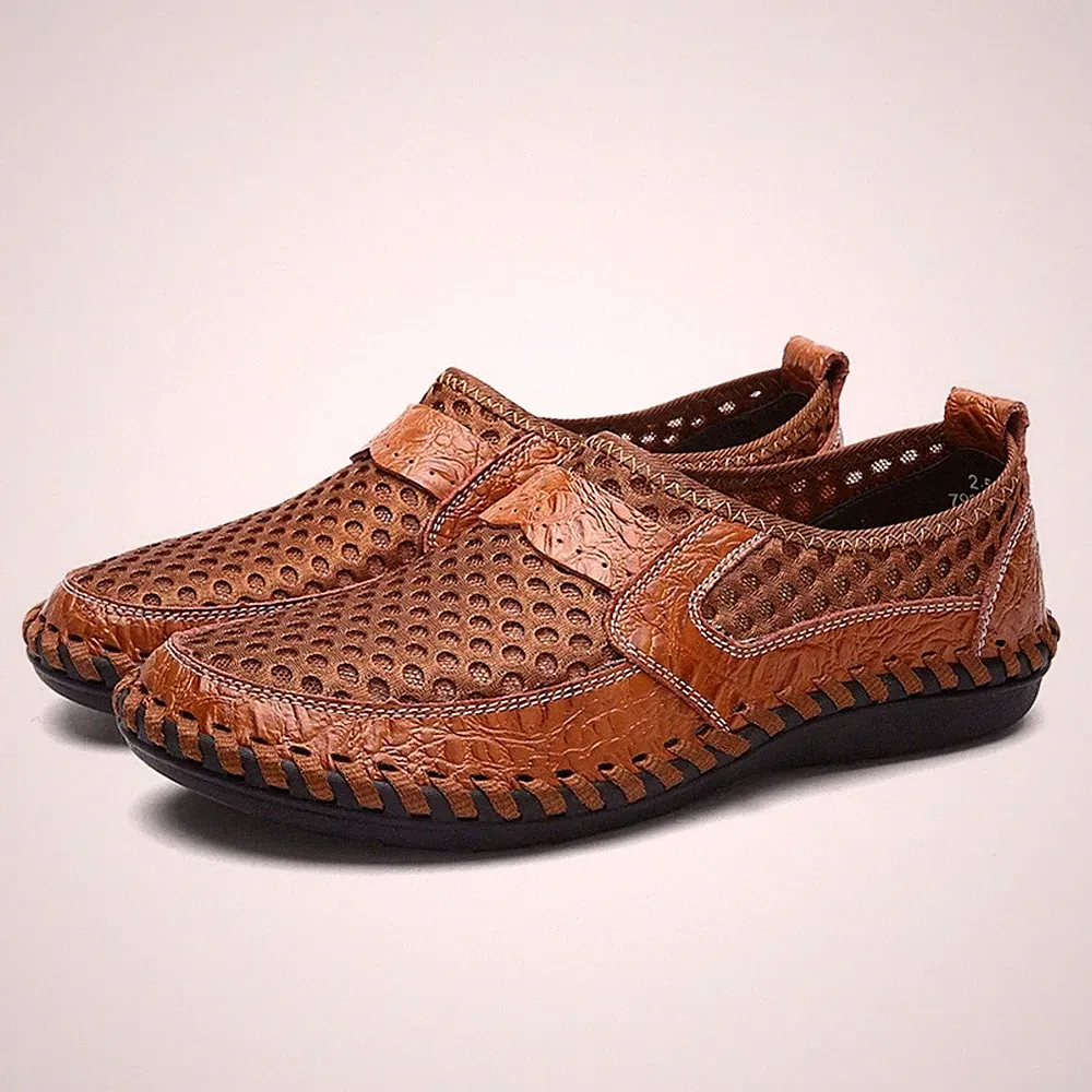 Herren Slip-On Sneaker Sommer Slipper Mesh Loafer Sandalen Männer Halbschuhe