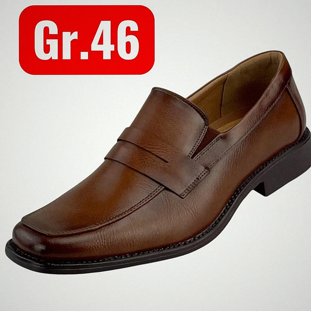Herren Slipper Business Schuhe Braun Leder-Optik Halbschuhe Loafer Elegant SALE