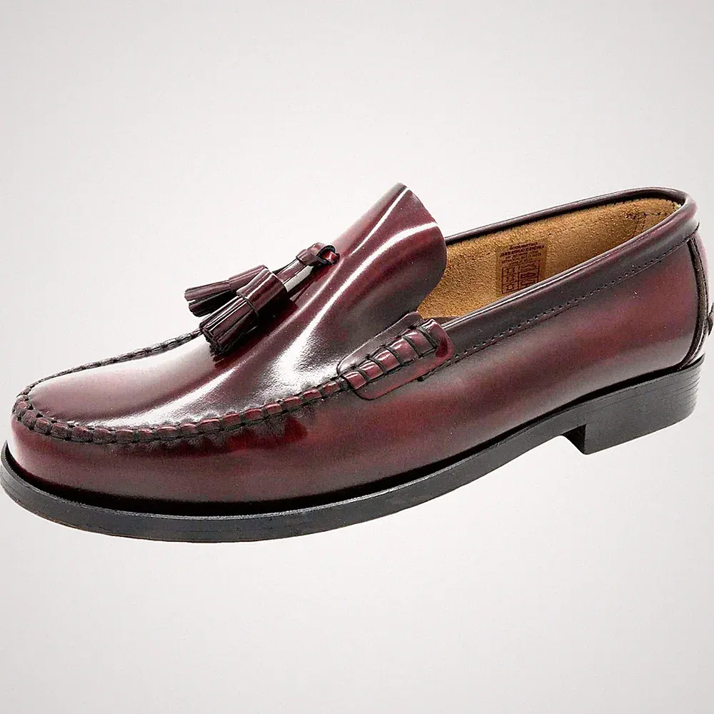 Herren Slipper Business Schuhe schwarz Quasten Tassel Loafer Ledersohle genäht