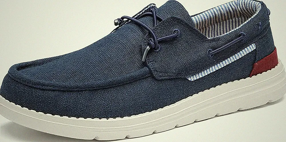 Herren Slipper Canvas Halbschuhe Freizeit Bootsschuhe Größe 10 UK Marineblau Leicht EVA