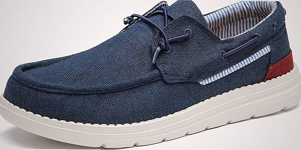 Herren Slipper Canvas Halbschuhe Freizeit Bootsschuhe Marineblau Größe 10 UK Leicht