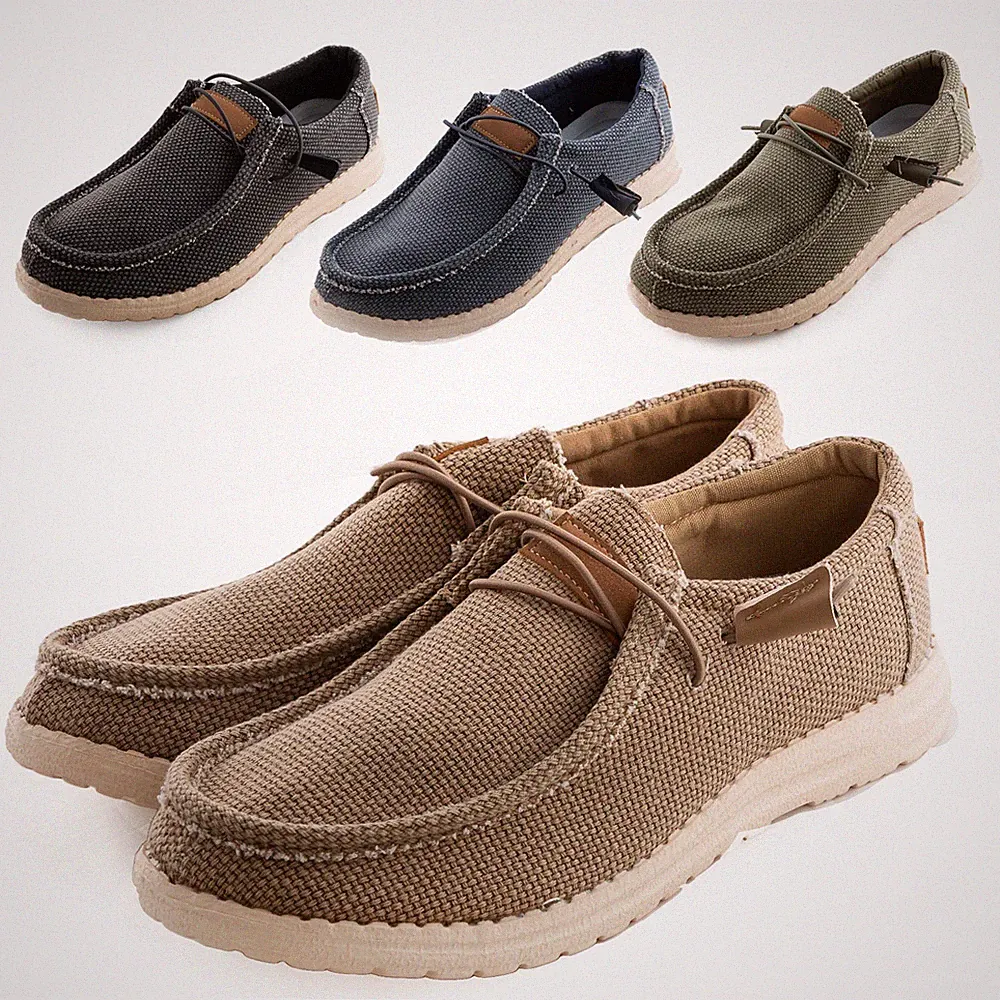 Herren Slipper Canvas Halbschuhe Freizeit Stretch Schnürsenkel TOOCOOL GRZ-9908