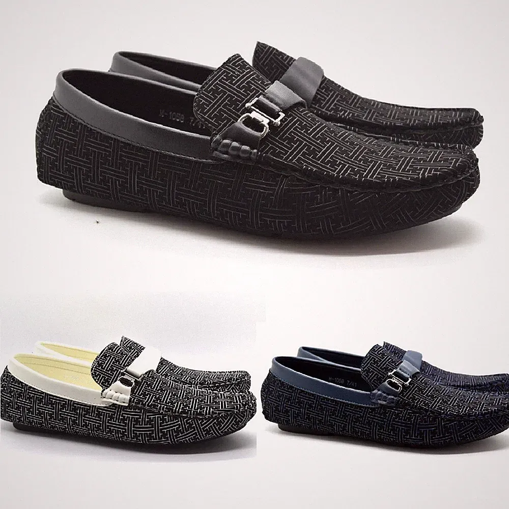 Herren Slipper Halbschuhe Fahren Freizeit Mokassin Boot Deck Schnalle Bedruckt Schuhe Größe