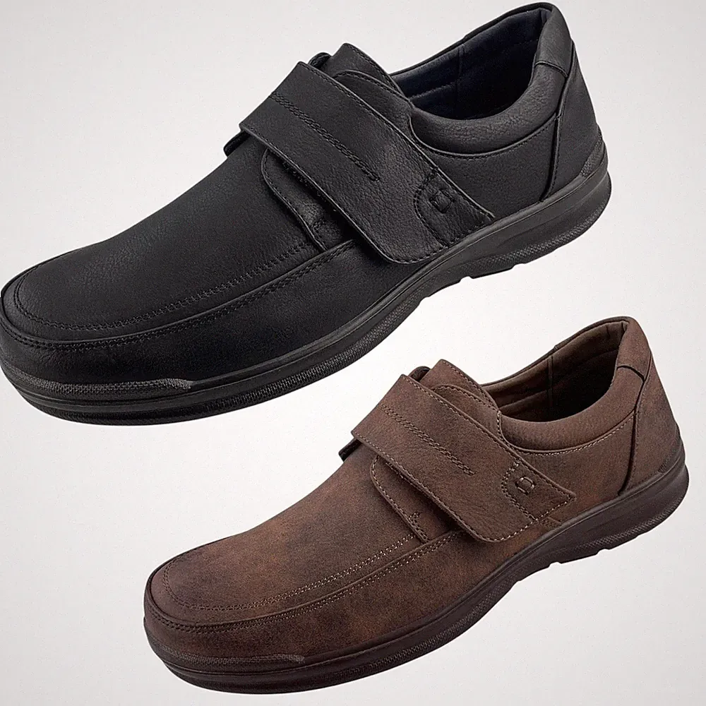 Herren Slipper Halbschuhe mit Klettverschluss Mokassins Schlupfschuhe Schuhe Neu