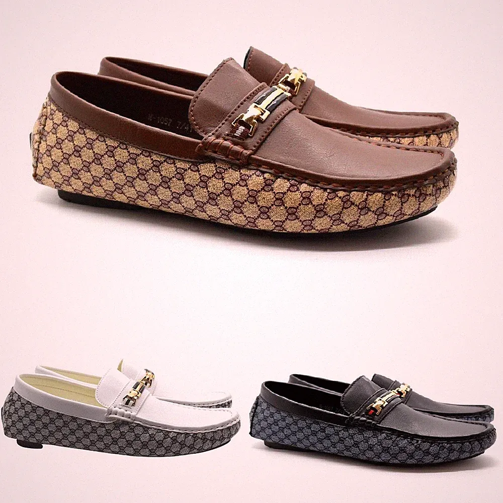 Herren Slipper Kunstleder Halbschuh Fahren Freizeit Boot Deck Mokassin Schnalle Schuhe