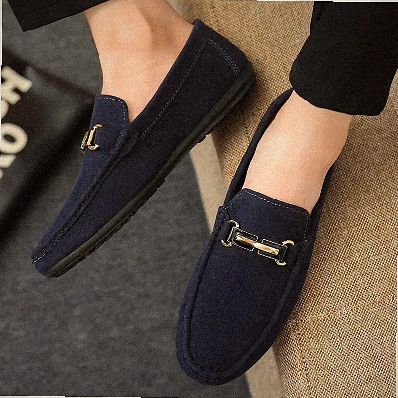 Herren Slipper Schuhe Halbschuh Weich Mokassin Flach Wildleder Stil Mode Herrenschuhe