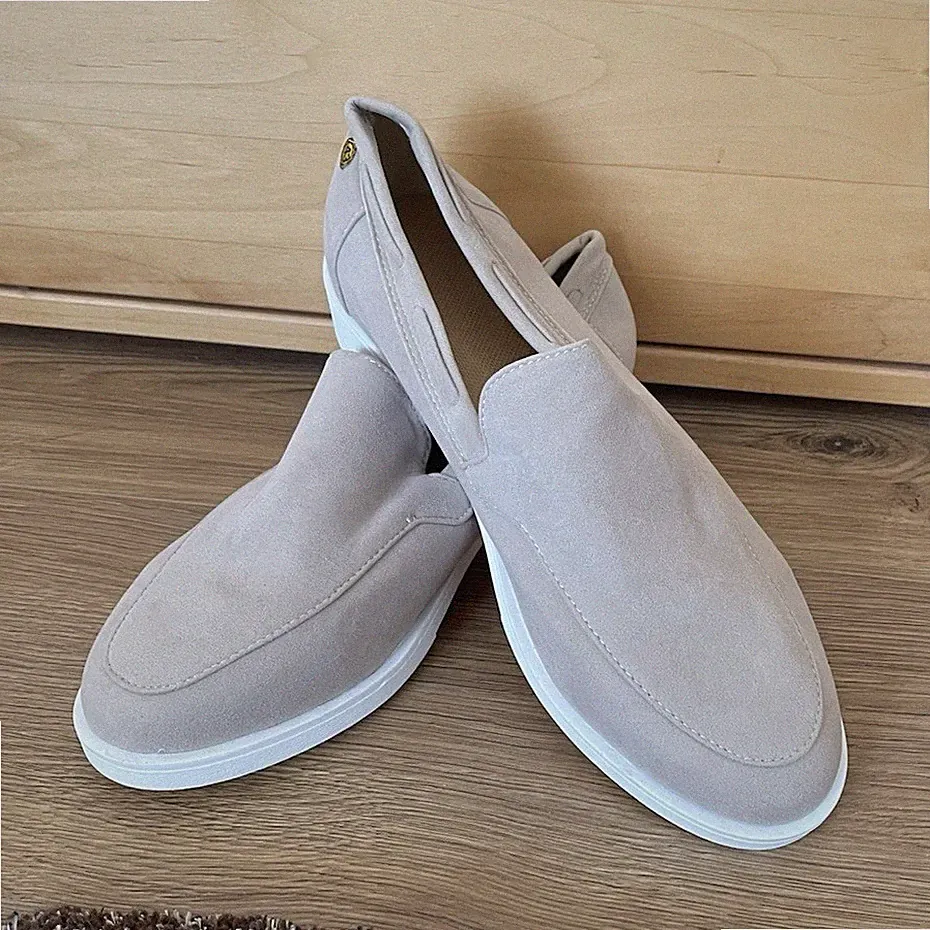 Herren Slipper Slip-On Loafer Beige EU 43 Synthetik rund flache Sohle