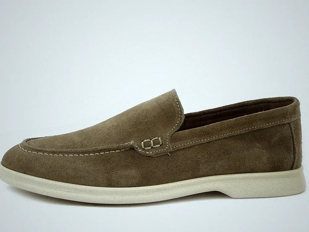 Herren Sommer Halbschuhe Wildleder Beige Made in Italy