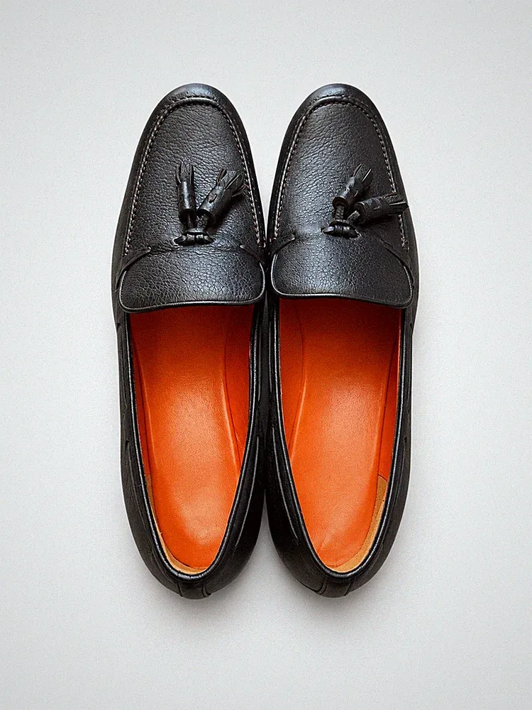 Herren Tassel Loafer Echtleder Dunkelbraun Gr.45 Business Made in Italy
