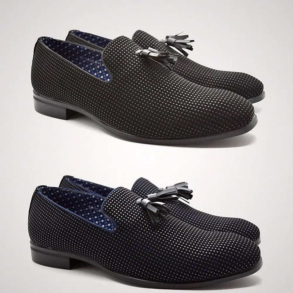 Herren Tasseled Schleife Punkte Muster Slipper Designer Halbschuh Elegant Schuhe UK Größe 6-12