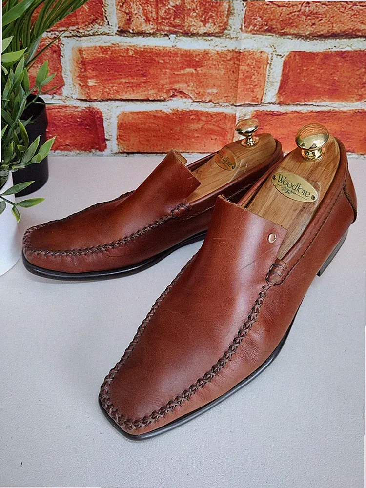 HERREN TED BAKER HALBSCHUH SCHUHE UK 7 EU 41 SATTEL BRAUN LEDER SMART ARBEIT BÜRO