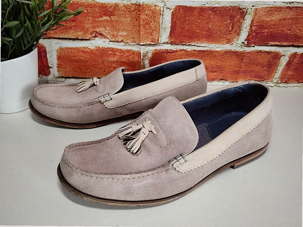 HERREN TED BAKER LONDON DOUGGE UK 8 EU 42 ROSA WILDLEDER LEDER QUASTE HALBSCHUH SCHUHE