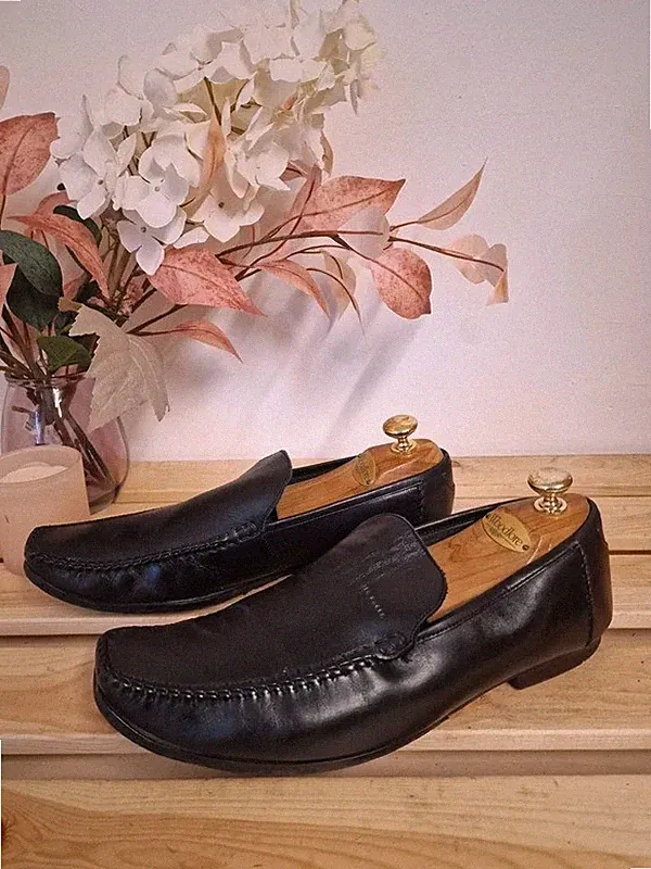 Herren Ted Baker Schwarz Leder Slipper Smart Formell Halbschuhe Schuhe UK 10 EU 44