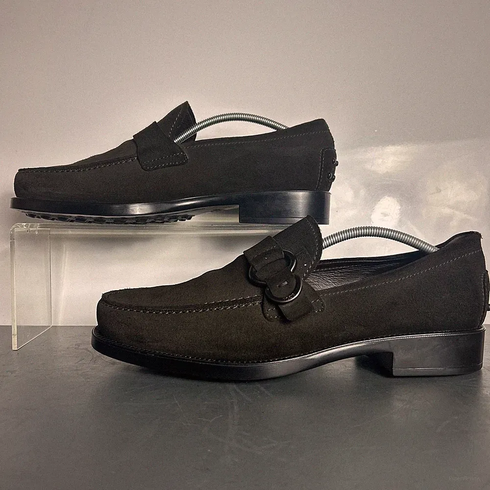 Herren - TOD’S - Halbschuhe mit doppelter Schnalle - olivbraun - Größe 7 / 41