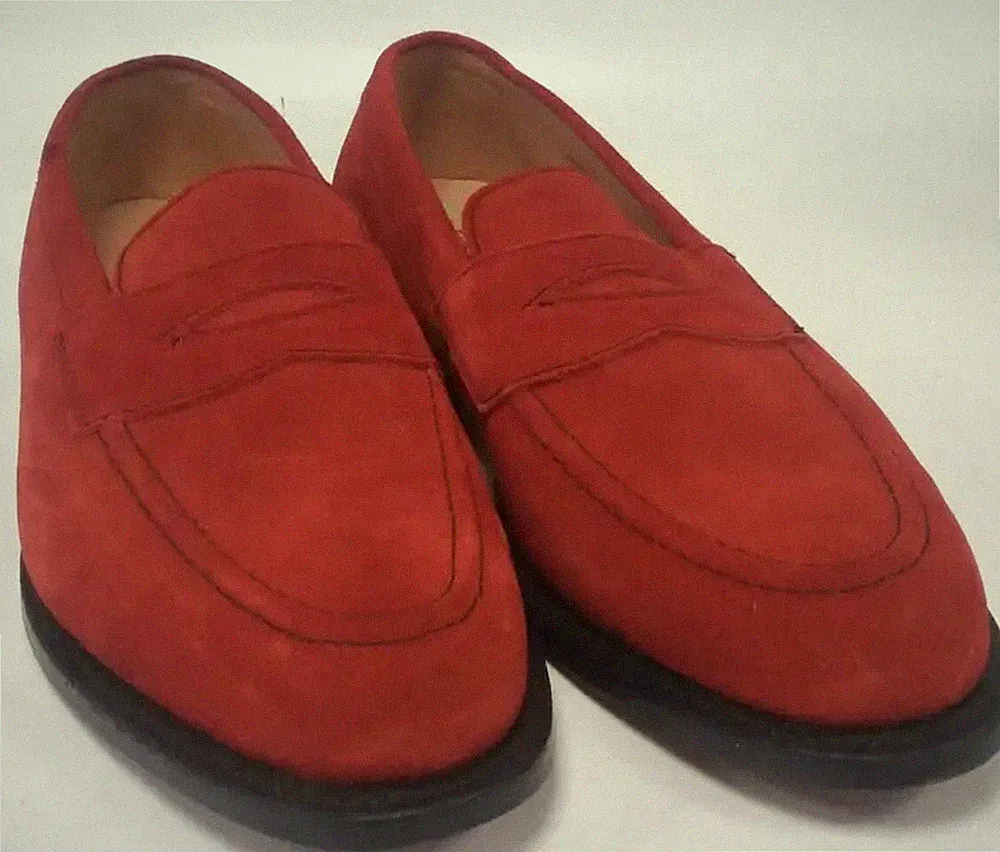 Herren TRICKERS Triple Red Slipper Halbschuhe Schuhe Größe UK 7 EU 41 Made In England