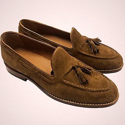 Herren Wildleder Halbschuhe Ledersohle genäht blake lav. handarbeit