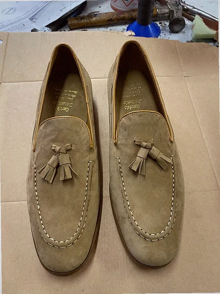 Herren Wildleder Halbschuhe mit eingenähter Ledersohle Gr. 43