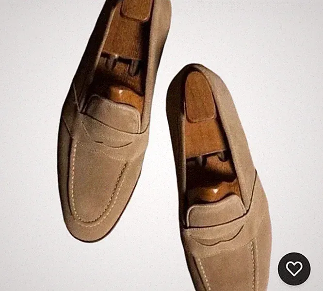 Herren Wildleder Leder Hellbraun Formell Mokassin Slipper Elegant Halbschuh Schuhe für Männer