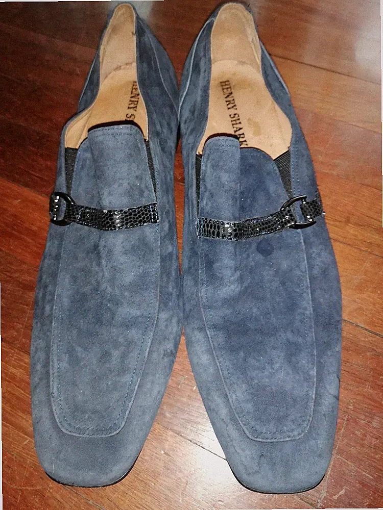 Herrenschuhe Halbschuh Blau Wildleder Gr. 48