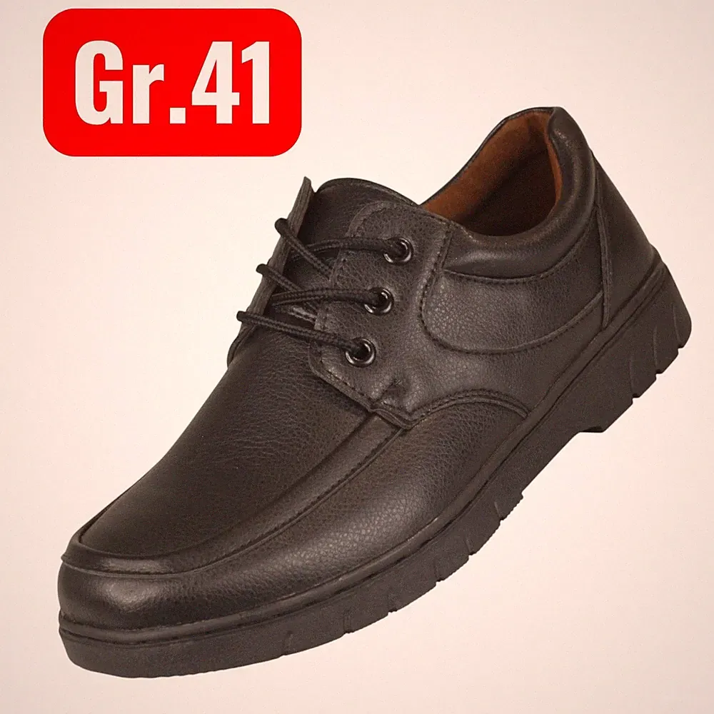 Herrenschuhe Halbschuhe Gr. 41 Schnürschuhe Leder-Optik Schuhe Schwarz SALE