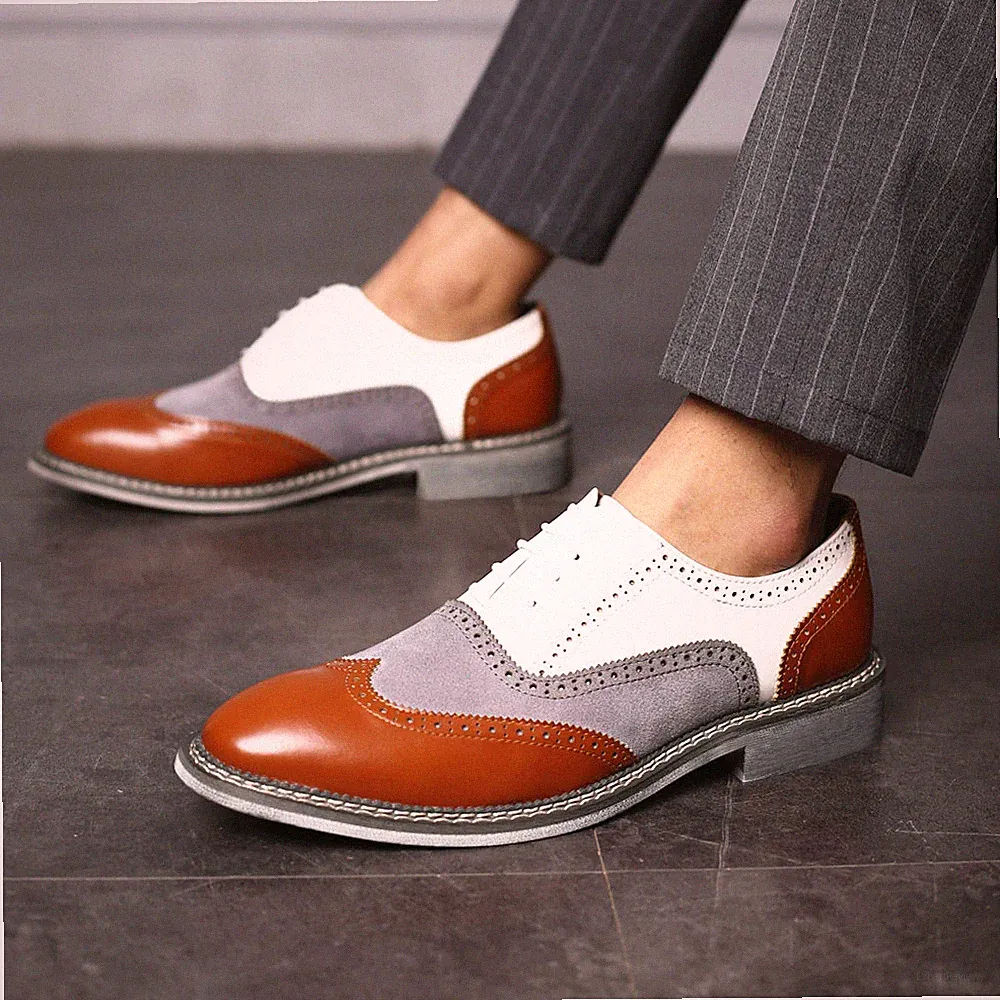 Herrenschuhe Oxfords Business Dress Formal Shoes Brogue Lace Up Wing Tip Loafers