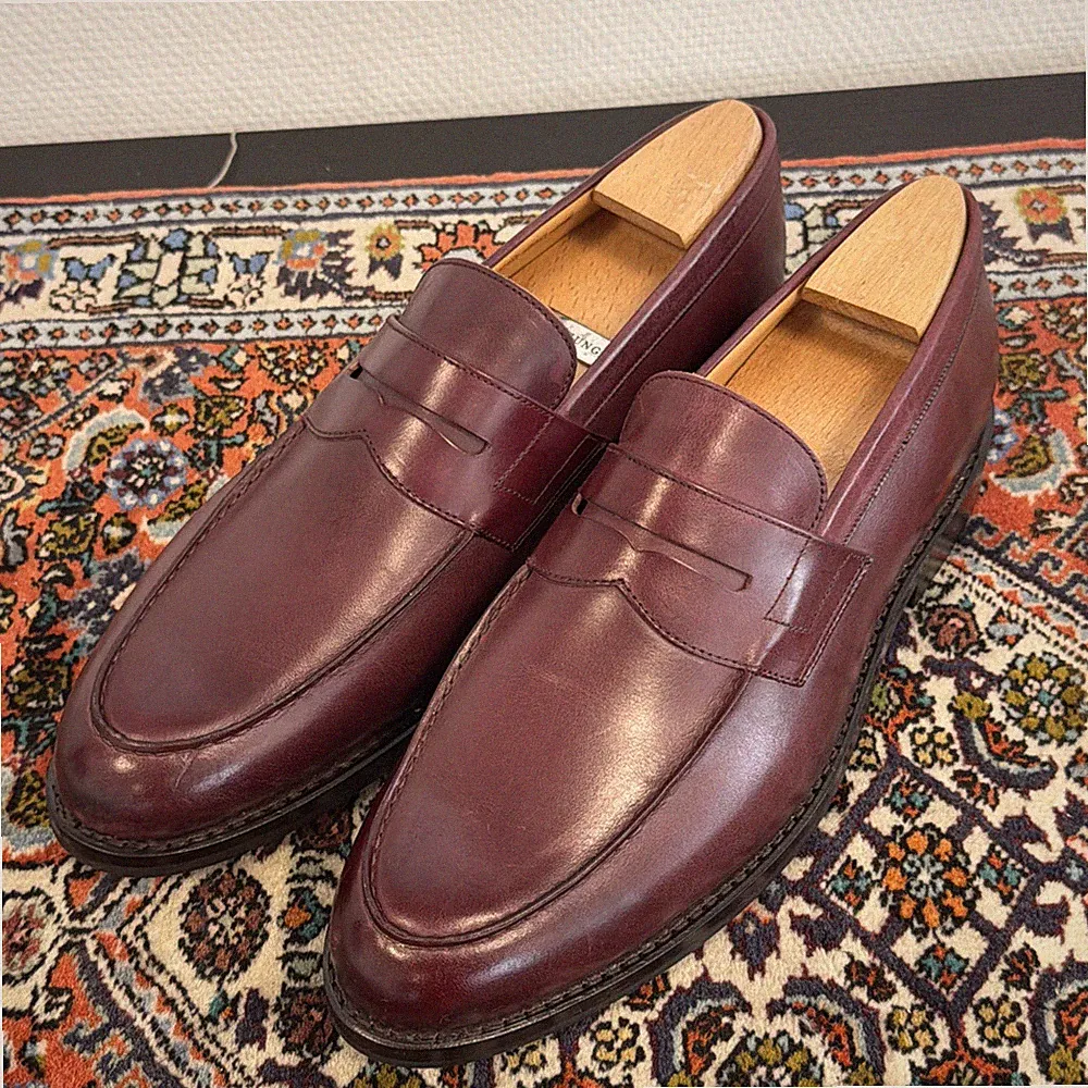 🤩Heschung Herrenschuhe Aloe Penny Loafer Gr44,5/10UK Burgunderrot Neu NP:645€